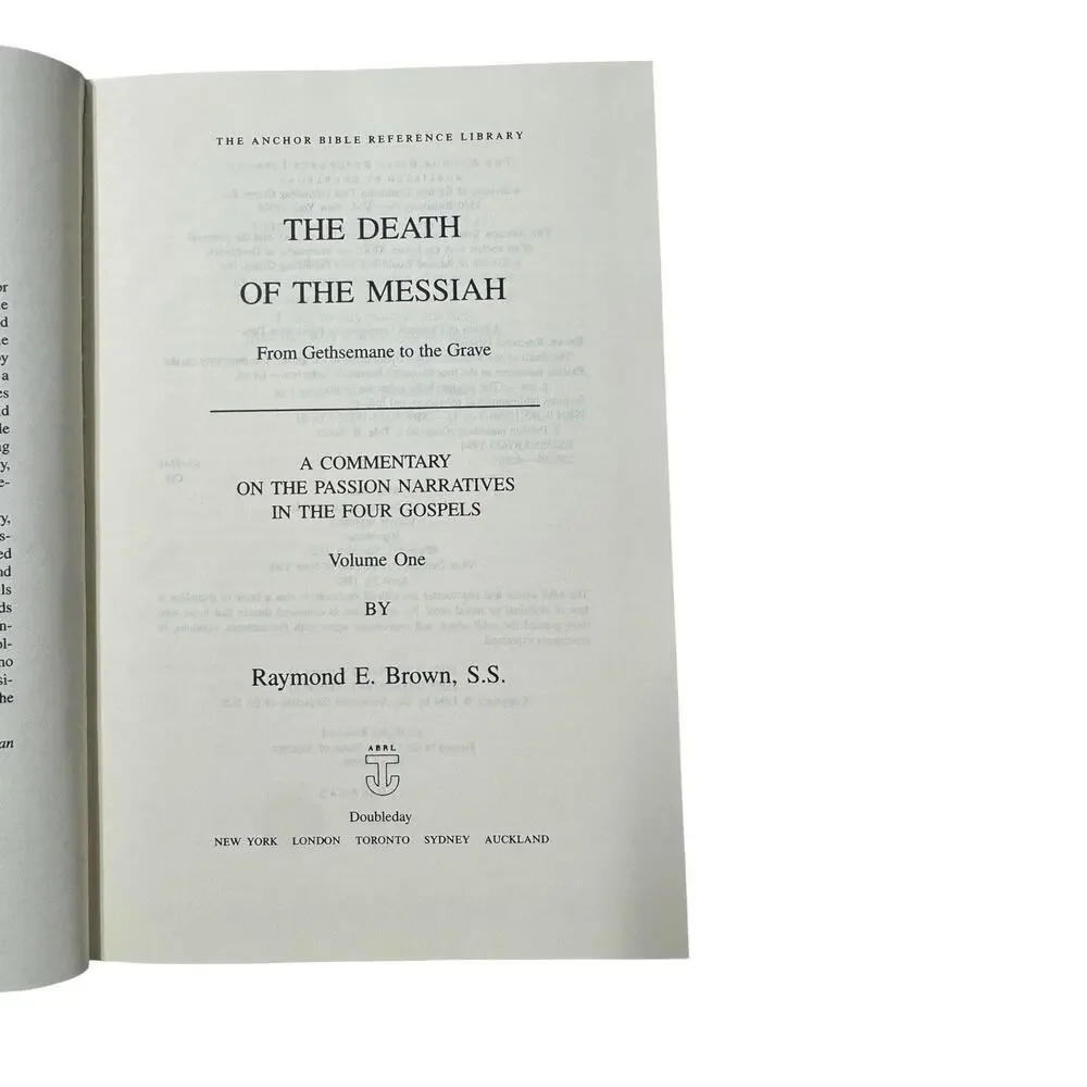 Death of the Messiah Anchor Bible Reference Brown 1994 2 Vol Set Hardcover